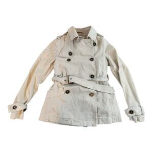 Old Navy sz Xsmall double breasted tan jacket belt 100% cotton